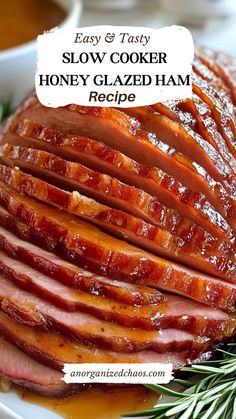 slow cooker honey glazed ham recipe on a plate