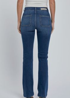 Our Double Button Retro Flare Jeans offer a modern twist on classic retro style. Their dark wash denim hugs the body for an elegant and comfortable fit, and the adjustable double buttons offer a customizable fit for every body type. Run true to size, size up if in between sizes Retro Flare Jeans, Button Jeans, Denim Collection, Dark Wash Denim, Retro Style, Flare Jeans, Retro Fashion, Comfort Fit, High Rise