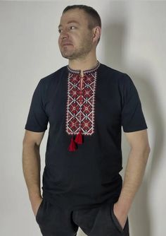 Ukrainian Clothing, National Clothes, Ukrainian Embroidery, Embroidery Tshirt, Red Embroidery, Ethnic Print, Mens T Shirts, White Embroidery, Embroidered Tshirt