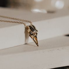 Raven Skull Necklace | The Gilded Witch Yellow Gold Skull Jewelry For Gift, Afro Jewelry, Raven Skull Necklace, Silver Jewelry Accessories, Witch Spirituality, Mode Hippie, Raven Skull, Witch Jewelry, Bird Skull