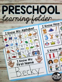 preschool learning folder with pictures and words to help students learn how to read the alphabet