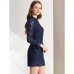 Step into elegance with the Allegra K Women's Floral Lace Dress, a stunning ensemble designed to captivate and charm at any formal event. This royal blue mini dress features exquisite details that elevate its classic appeal:

- Material: Delicate floral lace overlay
- Size: X-Large
- Color: Royal Blue
- Gender: Female
- Age Group: Adult

The dress boasts a refined ruffle crew neck and sheer bell sleeves, adding a graceful touch of femininity. Its shift silhouette is timeless, ensuring it remains Elegant Formal Mini Bodycon Dress, Elegant Mini Lace Wedding Dress, Elegant Mini Length Bodycon Dress For Formal Occasions, Elegant Royal Blue Bodycon Dress For Night Out, Elegant Mini Bodycon Dress For Wedding, Elegant Mini Dress For Formal Occasions, Formal Backless Mini Dress, Elegant Mini Length Bodycon Dress For Wedding, Fitted Lace Mini Dress For Wedding Guest