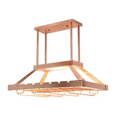 a kitchen island light with four lights on each side and one hanging from the ceiling