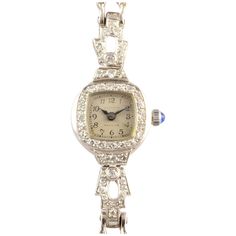 Vintage American Waltham platinum and white gold diamond wrist watch, circa 1940. This ladies wrist watch has a platinum case and 14 karat white gold band with diamonds at 0.80 carat total weight. Includes original silver dial and is manual wind. Appraised at $4,500. Case #179290, movement #52770, cal #670. [SSHO 788] Warranty: This watch comes with a full one year warranty from the date of purchase. Gold Band With Diamonds, Solvang Ca, Band With Diamonds, Ladies Wrist Watch, Resize Ring, Bird Brooch, White Gold Band, Eternity Band Diamond, Hinged Bangle