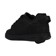 All black Heelys with chunky skate shoe aesthetic Synthetic nubuck leather Embroidered logo on the quarter Embossed logo on the inside view Lace closure Low profile wheels ABEC 5 bearings Sporty Black Skate Shoes With Embossed Logo, Black Round Toe Skate Shoes With Logo Patch, Heelys Roller Shoes Women, Black Low-top Skate Shoes For Outdoor, Black Low-top Skate Shoes With Rubber Sole, Shoe Aesthetic, Ivory Ella, Skate Shoe, Kids Styles