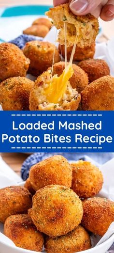 loaded mashed potato bites recipe on a plate