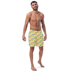 These swim trunks have everything you need for a hot summer day--they're quick-drying and breathable, have multiple pockets for your belongings, and feature a silky, anti-chafe inner liner. Get yours now! * Fabric composition: (may vary by 5%) 91% recycled polyester, 9% spandex * Liner composition: 92% polyester, 8% spandex * Fabric weight (may vary by 5 5.13 oz/yd² (174 g/m²)  * Four-way stretch water-repellent microfiber fabric * Anti-chafe mesh inner liner * Elastic waistband with drawcord * Mesh pockets * Small inside pocket for valuables * UPF 50+ This product is made especially for you as soon as you place an order, which is why it takes us a bit longer to deliver it to you. Making products on demand instead of in bulk helps reduce overproduction, so thank you for making thoughtful p Anti Chafing, Spandex Fabric, Quick Dry, Swim Trunks, Hot Summer, Water Repellent, Lemonade, Fabric Weights, Elastic