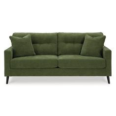 Feed your mid-century modern nostalgia with a contemporary twist. A vibrant trend-right hue and comfy feel make this sofa perfect for lounging solo or with friends and family. Its linear profile adds plenty of fresh style, and the tapered accent legs are a nice revival. | 37B Bixler Stationary Sofa in Olive | Polyester/Viscose | Nebraska Furniture Mart Modern Nostalgia, Olive Sofa, Clubhouse Design, Types Of Sofas, Contemporary Sofa, Ashley Furniture, Nebraska Furniture Mart, Mid Century Modern Design, Sofas And Chairs