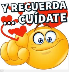 a yellow emoticure holding a red heart with the words y reguerda guiate