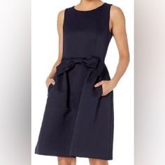 Nwt Tahari By Arthur S. Levine Petite Cocktail Dress. High Waisted, Round Neckline, Small Bow On Front. Rear Zipper Closure Petite Cocktail Dresses, Cocktail Party Dress, Small Bows, Round Neckline, Cocktail Dress, Midi Dress, High Waisted, Navy, Womens Dresses