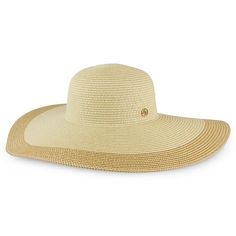 Adrienne Vittadini Color Block Brim Straw Floppy Hat An Adrienne Vittadini summer straw hat featuring a contrast brim perfect for a dressy or casual summertime look.        Brim measures 5"     100% Natural straw Classic Brimmed Sun Hat For Beach Season, Classic Beige Sun Hat For Summer, Wide Brim Panama Hat For Pool, Classic Beige Boater Hat For The Beach, Elegant Short Brim Hat For Vacation, Spring Pool Straw Hat With Flat Brim, Classic Wide Brim Sun Hat For Beach Season, Summer Curved Brim Lined Hat, Elegant Beige Panama Hat For Beach Season