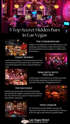 the top secret hidden bars in las vegass info sheet with information about their location