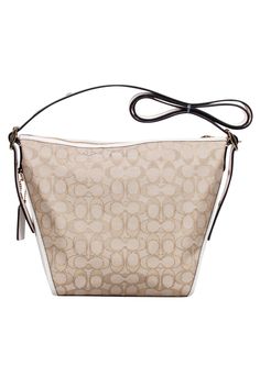 Stay polished and prepared on-the-go with the Coach "Jacquard Dufflette" Bag. The custom-woven jacquard and smooth leather trim exude luxury, while the gold-tone hardware adds a touch of elegance. The versatile beige and cream color scheme makes this shoulder bag perfect for any busy fashionista. Woven jacquard Leather trim Gold-tone hardware Adjustable strap Top zipper Internal slip & zipper pocket Dust bag included Height 10" Width 12" Depth 2.5" Strap drop 22" Formal Shoulder Bag With Detachable Handle In Coated Canvas, Formal Bags With Leather Trim And Signature Coated Canvas, Formal Bags With Leather Trim And Coated Canvas, Chic Shoulder Bag With Detachable Strap In Monogram Canvas, Designer Beige Bag In Signature Coated Canvas, Chic Monogram Canvas Shoulder Bag With Detachable Strap, Formal Shoulder Bag With Leather Handles And Coated Canvas, Chic Cream Monogram Canvas Bag, Chic Rectangular Monogram Canvas Bucket Bag