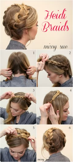 Heidi Braids, Half Braided Hairstyles, Easy To Do Hairstyles, Medium Hair Braids, Types Of Braids, Double Braid, Peinados Fáciles Para Cabello Corto, Braid Tutorial