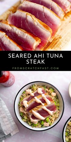 this is an image of seared ahi tuna steak