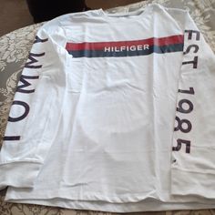 Super Soft Made In India. Never Worn Tommy Hilfiger Tops With Logo Print For Streetwear, Tommy Hilfiger Long Sleeve Tops For Spring, Casual Tommy Hilfiger Logo Print Sweatshirt, Tommy Hilfiger Logo Print Top For Streetwear, Casual Tommy Hilfiger Sweatshirt With Logo, Tommy Hilfiger Casual Logo Print Sweatshirt, Tommy Hilfiger Long Sleeve Cotton T-shirt, Tommy Hilfiger Logo Print Long Sleeve Sweatshirt, Tommy Hilfiger Long Sleeve Logo Sweatshirt