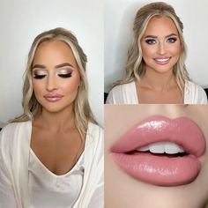 Pink Lip Bridal Makeup, Pink Wedding Makeup Brides, Wedding Makeup Blonde, 70s Hair And Makeup, Fall Bridal Makeup, Pink Wedding Makeup, Engagement Photo Hair, Bride Makeup Natural, Ash Photography