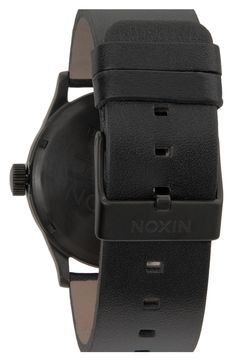 Elongated indexes give a sleek look to a modern round watch detailed with a retro day-and-date window and paired with a leather strap. Style Name:Nixon The Sentry Leather Strap Watch, 42mm. Style Number: 354504. Available in stores. Modern Black Everyday Watches, Black Analog Watch Accessories For Everyday Carry, Black Matte Finish Watch With Round Dial, Leather Watches With Date Display, Modern Leather Watch With Date Display, Leather Watches With Date Display And Round Dial, Casual Black Analog Watch, Modern Leather Watch Accessories, Timeless Leather Watch With Date Display