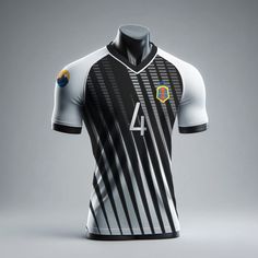 the soccer jersey is designed to look like it's worn in black and white stripes