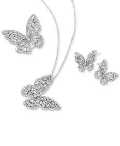 in stock Diamond Butterfly, Necklace Collection, Butterfly Earrings Stud, Butterfly Pendant Necklace, Baguette Diamonds, Butterfly Ring, Butterfly Pendant, Butterfly Earrings, Baguette Diamond