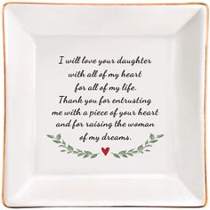 Mother of The Bride Gifts from Groom, Wedding Gifts for Mother in Law, Ceramic Jewelry Trinket Dish - I Will Love Your Daughter With All of My Heart Bride Gifts From Groom, Groom Wedding Gifts, Gifts For Mother In Law, Mother Of The Bride Gifts, Mother Son Gift, Daughter Wedding Gifts, Ceramic Jewelry Dish, Mom Wedding Gift, Mother Of The Groom Gifts