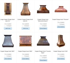 copper range hoods for sale on the internet