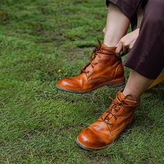 Retro Horse Leather Martin Boots For Women Sweet and Cool Ankle Boots in Black/Brown/Coffee Brown Oiled Leather Lace-up Boots With Round Toe, Casual Brown Vegetable-tanned Leather Shoes, Brown Martin Boots With Leather Sole And Flat Heel, Brown Closed Toe Martin Boots With Leather Sole, Brown Plain Toe Martin Boots For Fall, Brown Martin Boots With Rubber Sole Flat Heel, Brown Lace-up Boots With Leather Footbed, Brown Vintage Martin Boots With Plain Toe, Brown Closed Toe Leather Shoes For Outdoor