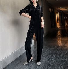 ❤❤This simply irresistible set features a striped hem pullover with printed monogram, and crop pants, each crafted from soft, sustainable fibers. DETAILS & CARE ●Long Sleeve; ●Straight Pants ; side-seam pockets ●Velvet ●Machine wash, line dry ★★Please advise your Height and Weight, I will make sure you choose the right size. Formal Long Sleeve Pantsuit For Winter, Formal Long Sleeve Winter Pantsuit, Elegant Winter Jumpsuits And Rompers With Long Sleeves, Elegant Long Sleeve Winter Jumpsuits And Rompers, Elegant Evening Winter Jumpsuits And Rompers, Elegant Evening Jumpsuits And Rompers For Winter, Elegant Long Sleeve Jumpsuits And Rompers For Fall, Elegant Long Sleeve Jumpsuits And Rompers With Pockets, Elegant Black Winter Jumpsuit