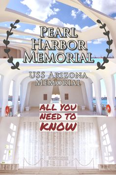 an advertisement for pearl harbor memorial, with the words us arizona memorial all you need to know