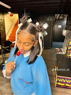 Quick Weave Hairstyles For Kids, Straighten Hairstyles, Slick Press, Bday Hairstyles, Lace Frontal Hairstyles, Black Hair Inspiration, Track Hairstyles, Natural Hair Bun Styles