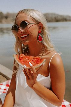 Add a sweet finish to your look with our darling 'Watermelon Margs' earrings featuring beaded red circle studs and a dangling beaded watermelon print teardrop pendant! Red Beaded Earrings For Summer, Red Summer Party Jewelry, Red Teardrop Earrings For Beach, Summer Red Beaded Jewelry, Red Teardrop Earrings For The Beach, Red Beaded Earrings As Summer Gifts, Red Teardrop Jewelry For The Beach, Red Beaded Jewelry For Summer, Red Teardrop Summer Earrings