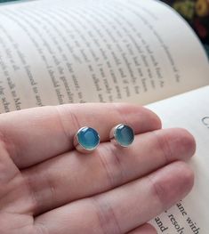 Stud Chalcedony Blue Earrings Sterling Silver Gemstone Giftbox - Etsy Modern Sterling Silver Earrings With Cabochon, Everyday Sterling Silver Cabochon Jewelry, Modern Cabochon Earrings For Gifts, Modern Cabochon Earrings Gift, Sterling Silver Cabochon Earrings Gift, Silver Gemstone Cabochons For Gifts, Round Polished Cabochons For Gifts, Round Polished Cabochons As Gifts, Chalcedony Earrings