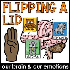 a poster with the words flipping a lid on it and pictures of different brain functions