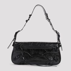 This black calf leather Le Cago Sling S bag from Balenciaga merges elegance with practicality. It includes a front flap with a zip pocket and an adjustable shoulder strap, allowing for a customized fit. Ideal for casual and modern occasions.

- Composition: 100% calf leather  
- Made in Italy  

- Dimensions: W:29cm  H:12cm D:4cm Signature Aesthetic, Balenciaga Handbags, Leather Sling Bag, Balenciaga Black, Pure Black, Balenciaga Shoes, Interior Wall, Luxury Accessories, Black Mini