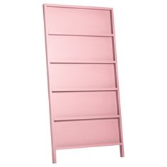 a pink bookshelf against a white background