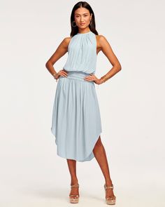 The Audrey Dress' sweeping hemline and elegantly cinched waist make it the ideal style partner for your busy, do-it-all lifestyle. Available in new glowing summer hues and classic colors, this dress can take you from the boardroom to the bridal shower without missing a beat. Pair with sunnny skies and your favorite stilettos as you transition into warm weather style.Size & Fit – Runs big, size down from your normal size – Model is Wearing Size XS– Model is 5'9" Details & Care – Crepe de Chine – High Collar Dress, Audrey Dress, Ramy Brook, Pink Linen, Black Xs, Cinched Waist, Collar Dress, High Collar, Big Size