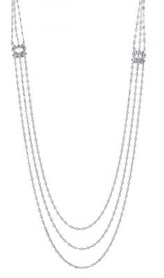 When you're seeking a statement piece, this 18K White Gold Diamond Triple Chain Bezel Necklace features flawless 18K white gold metal and round brilliant cut Diamonds in a triple chain design to add elegance and exquisite sophistication for a lasting impression. Bezel Necklace, Chain Design, Round Brilliant Cut Diamond, White Gold Diamonds, Round Brilliant, Statement Pieces, Gold Diamond, Gold Metal, Silver Necklace