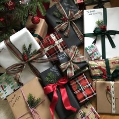 many wrapped presents under a christmas tree