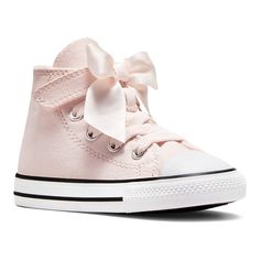 She'll step into style in these Converse Chuck Taylor All Star Ruffles & Bows toddler girl shoes. Click this FOOTWEAR GUIDE to find the perfect fit and more! She'll step into style in these Converse Chuck Taylor All Star Ruffles & Bows toddler girl shoes. Click this FOOTWEAR GUIDE to find the perfect fit and more! TECHNOLOGIES & FEATURES Features ruffle trim and an oversized stain bow Soft underfoot cushioning helps support comfortable play Adjustable strap for easy on and offDETAILS Canvas upper Mesh lining Rubber outsole Foam midsole Foam footbed Plain toe Slip on Elastic & hook-and-loop tape closure Multi-directional outsole Spot clean Imported Size: 10 T. Color: Blush Hush. Gender: female. Pink Adjustable Lace-up Sneakers, Pretty Sneakers, Emma Style, Shoe Size Chart Kids, Toddler Girl Shoes, Color Blush, Baby Sneakers, Baby On The Way, Baby Boy Or Girl