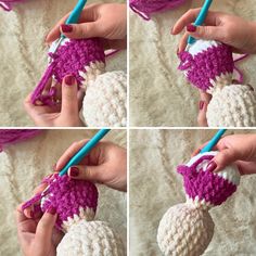 crocheted balls are being used to make an ornament