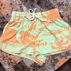 Get Ready For Warmer Months With These Cute Mint Green And Burnt Orange Cotton Shorts From Urban Outfitters Size Xs (With Some Stretch And A Very Elastic Waistband With Drawstring). They Feature A Fun Tropical Print That Screams Time For A Vacaaaaation! These Shorts Are Like New, Though Tags Have Been Removed. The Actual Brand (Though Purchased At Uo) Is “Out From Under”. Orange Bottoms With Built-in Shorts For Loungewear, Orange Shorts For Beach Season Vacation, Orange Shorts For Vacation Beach Season, Orange Shorts For Beach Vacation, Orange Bottoms With Built-in Shorts For Vacation, Orange Vacation Shorts With Elastic Waistband, Orange Beach Shorts, Orange Beach Shorts With Elastic Waistband, Orange Short Bottoms For Loungewear