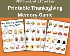 printable thanksgiving memory game for kids to play on the computer or in their classroom