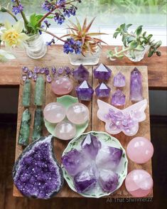 All of the crystals shown here are available 🩷 #rosequartz #amethyst #prehnite #crystals #crystalshop Bohemian Purple Natural Stone Crystals, Lavender Spiritual Crystals Raw Stone, Luxury Purple Healing Crystals, Spiritual Large Purple Stone Crystals, Spiritual Large Purple Crystals, Crystal Power, Branding Mood Board, Crystal Light, Pretty Rocks