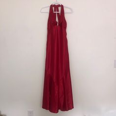 Dave & Johnny Red Maxi Dress With Silver Rhinestone Piece Red Satin Christmas Dress, Red Halter Neck Dress For Prom Season, Red Halter Neck Dress For Prom, Red Maxi Dress, Vintage Black Dress, Red Maxi, Red Dress Maxi, Pink Prom Dresses, Evening Formal