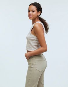 Ribbed Cutaway Crop Tank in Marled Space-Dye High Neckline, Crop Tank, 100 Percent, Madewell, Dye, Tank Top, Tank Tops, How To Wear