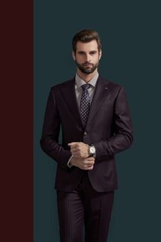 This maroon and white pinstripe suit for men or women is a great option for office wear or professional events. With the subtleness of white stitching, this suit will pair well with many color varieties making it a suit that can be worn in any season and any setting. Like this look, but want to make some changes? Chat with a stylist or book an appointment. FREE SHIPPING ON ORDERS OVER $199 COLOR Black COMPOSITION 100% Wool YARN COUNT Super 120s WEIGHT 280g FABRIC STYLE Pinstripe OCCASION Busines Pinstripe Suit With Suit Collar For Office Wear, Elegant Burgundy Suits For Workwear, Elegant Burgundy Suit For Work, Elegant Burgundy Workwear Suit, Classic Pinstripe Suits For Office Wear, Burgundy Business Suit With Suit Collar, Burgundy Notch Lapel Suit For Business, Elegant Burgundy Suit For Business Casual, Burgundy Notch Lapel Business Suit