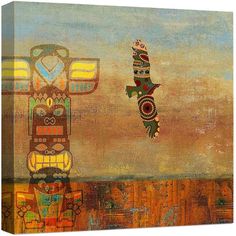 an abstract painting with native art on it