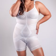 RAGO Style 9071 This full body briefer shapewear piece features exclusive contour bands and adjustable straps for comfort and fit. Firm control Shapette® Power Net fabric made of 77% nylon, 23% Invista® Lycra® to stretch 2 ways in a unique nylon lace design. White Shapewear With Medium Bust Support, White Shaping Shapewear With Built-in Bra, White Shapewear With Bra Friendly Shaping, White Shapewear With Bra-friendly Shaping, Underbust Shapewear With Adjustable Straps, White Underbust Shaping Shapewear, White Shaping Shapewear With Lined Body, Adjustable Straps Shapewear, White Shaping Bodysuit