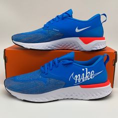 Brand New With Original Box Custom Nike Blue Sneakers For Jogging, Blue Synthetic Sneakers For Marathon, Blue Synthetic Sneakers For Marathons, Custom Blue Nike Sneakers For Running, Nike Blue Running Shoes For Marathon, Blue Nike Sneakers For Marathon, Nike Blue Running Shoes With Laces, Air Monarch Iv, Nike Air Max Mens