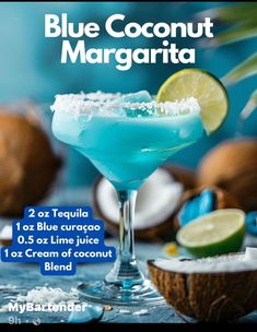 the blue coconut margarita recipe is ready to be eaten